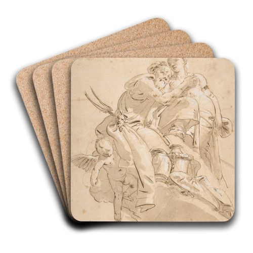 Marine Deity with Attendant Female Figure by Giovanni Battista Tiepolo Art Drink Coaster set