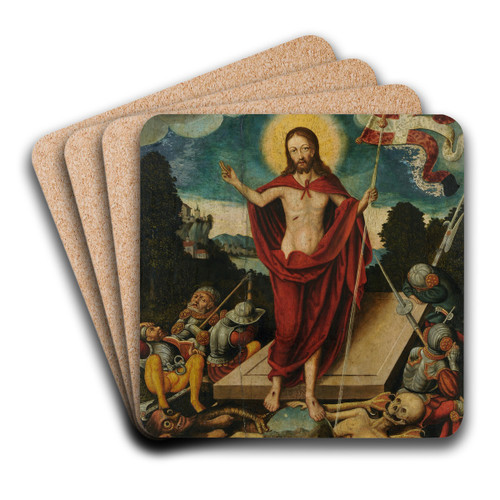 Resurrection Of Christ And The Triumph Over Death And Devil by Lucas Cranach the Elder Art Drink Coaster set