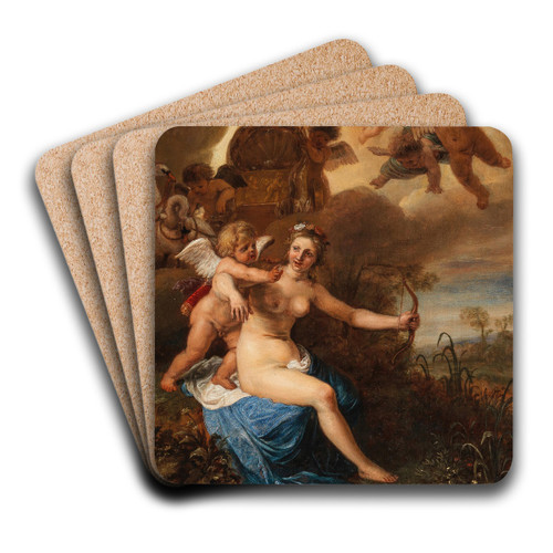 Venus taking away Cupids bow by Cornelis Holsteyn Art Drink Coaster set