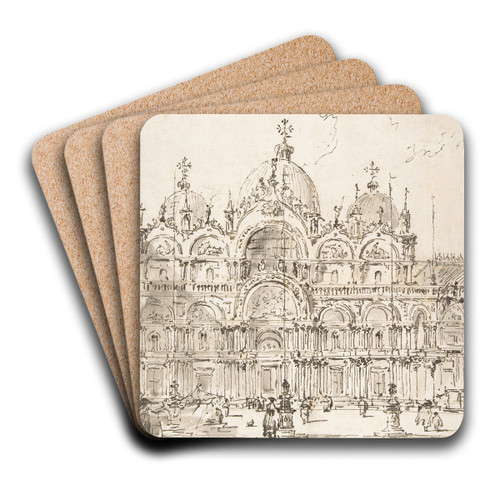 View of Piazza with Basilica of San Marco by Francesco Guardi Art Drink Coaster set