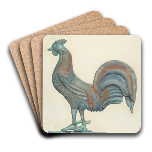 Copper Cock Weather Vane by Harriette Gale Art Drink Coaster set