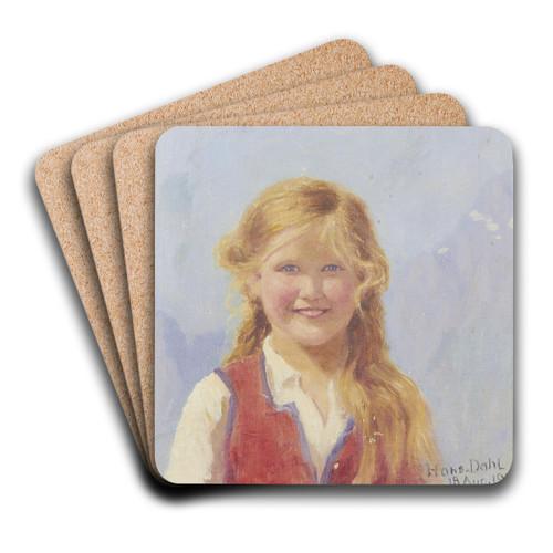 Portrait Of A Young Girl by Hans Dahl Art Drink Coaster set