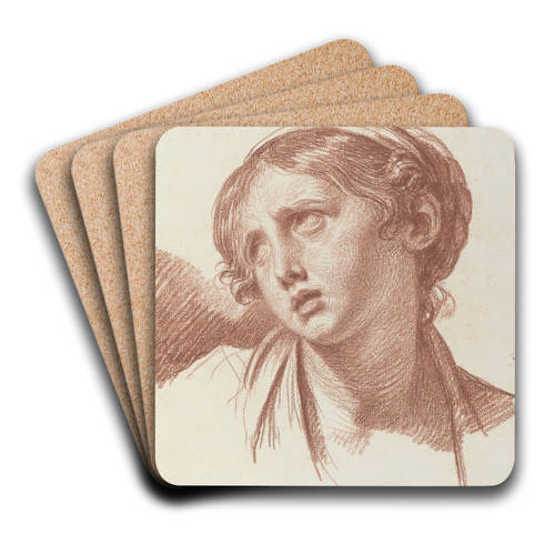 A Young Girl Looking Upward by Jean-Baptiste Greuze Art Drink Coaster set
