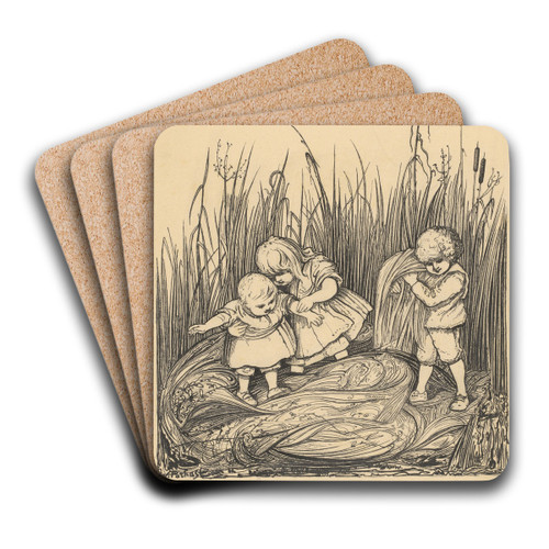 Drie kinderen in het riet by Willem Pothast Art Drink Coaster set