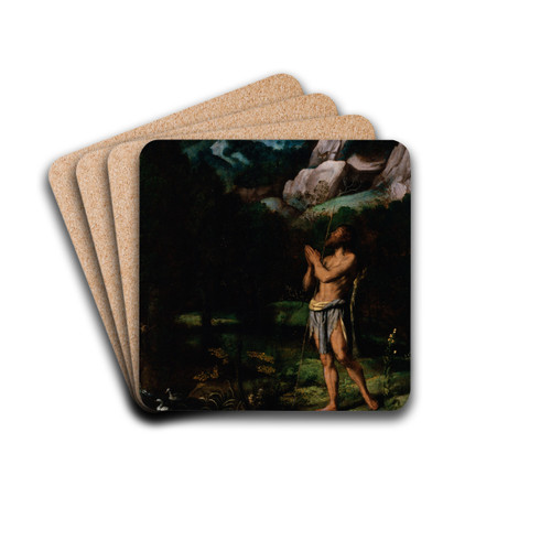 St. John the Baptist in the Wilderness by Moretto Da Brescia Drink Coasters - set of 4 St. John the Baptist in the Wilderness by Moretto Da Brescia Drink Coasters - set of 4