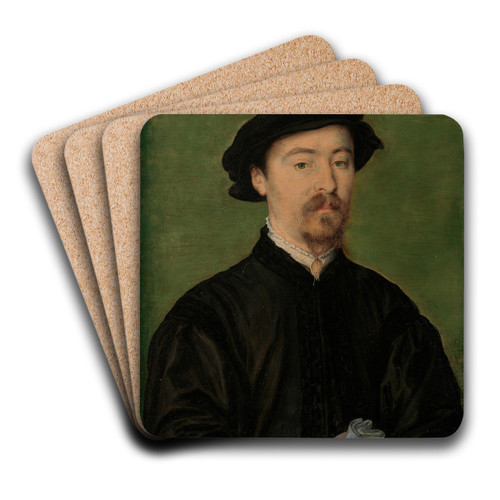 Portrait of a Man with Gloves by Corneille de Lyon Art Drink Coaster set