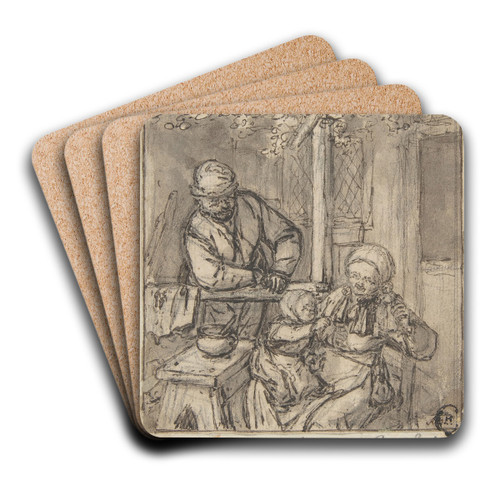 Mother and Child with a Doll by Adriaen van Ostade Art Drink Coaster set Mother and Child with a Doll by Adriaen van Ostade Art Drink Coaster set
