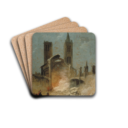 La Dmolition de l'glise Saint-Jean-en-Grve, en 1800 by Hubert Robert Drink Coasters - set of 4