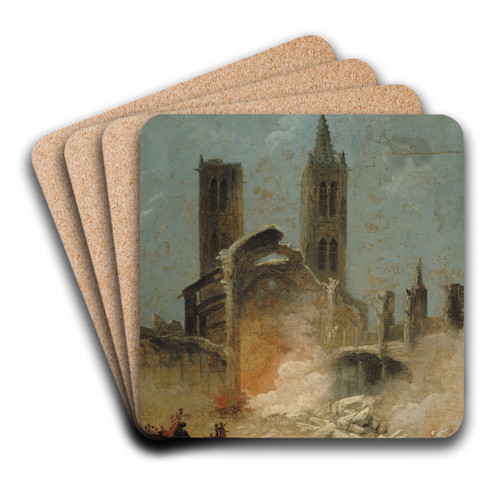 La Dmolition de l'glise Saint-Jean-en-Grve, en 1800 by Hubert Robert Art Drink Coaster set