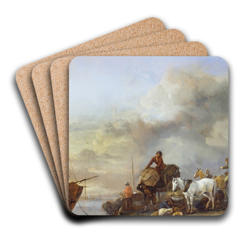 Landing a Boat by Philips Wouwerman Art Drink Coaster set