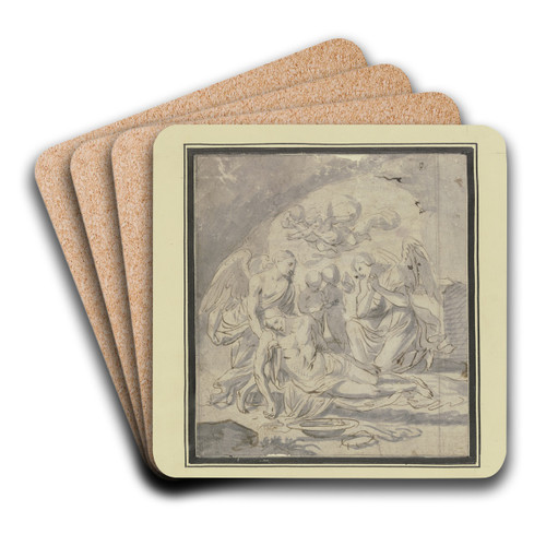 Engel klagen ber dem Leichnam Christi by Johann Christoph Storer Art Drink Coaster set