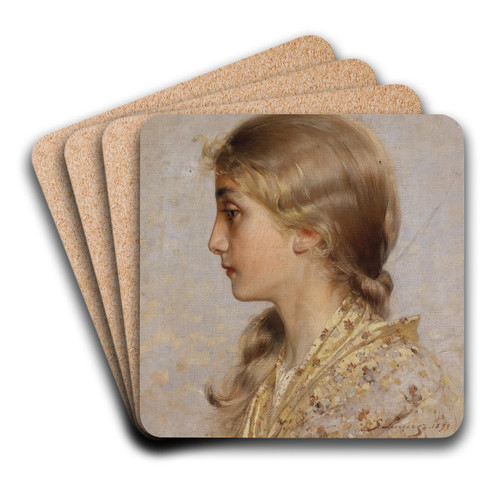 Mdchen im Profil by Sebastian Lucius Art Drink Coaster set Mdchen im Profil by Sebastian Lucius Art Drink Coaster set