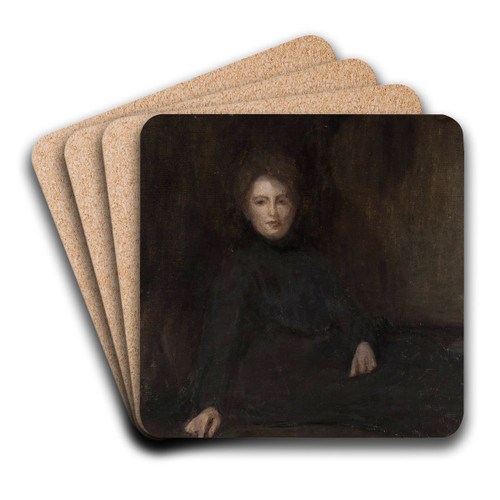 Portrait of Wanda Szwengruben ne Cigliska, artist's sister by Jan Cigliski Art Drink Coaster set Portrait of Wanda Szwengruben ne Cigliska, artist's sister by Jan Cigliski Art Drink Coaster set