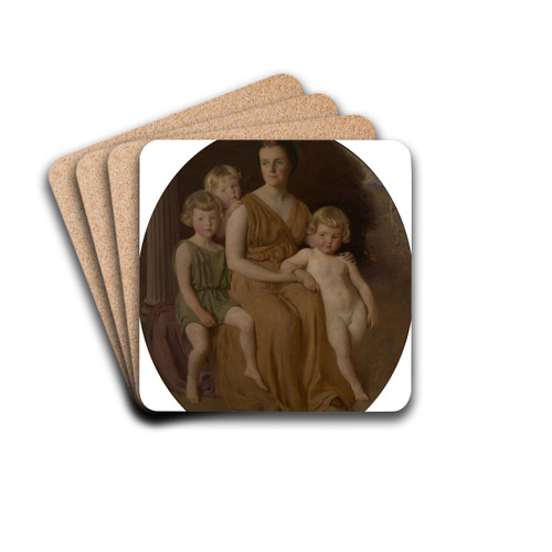 Portrait of Mrs. John J. Albright and Children by George de Forest Brush Drink Coasters - set of 4