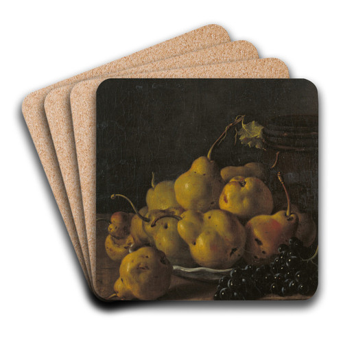 Still Life with Pears and Grapes by Luis Melndez Art Drink Coaster set