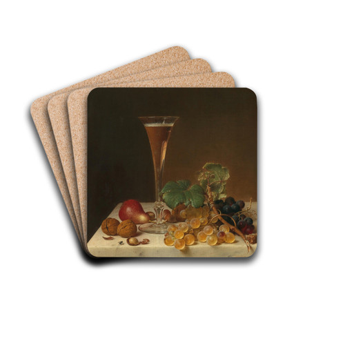 Still Life with Tall Champagne Glass on a Marble Top by Johann Wilhelm Preyer Drink Coasters - set of 4