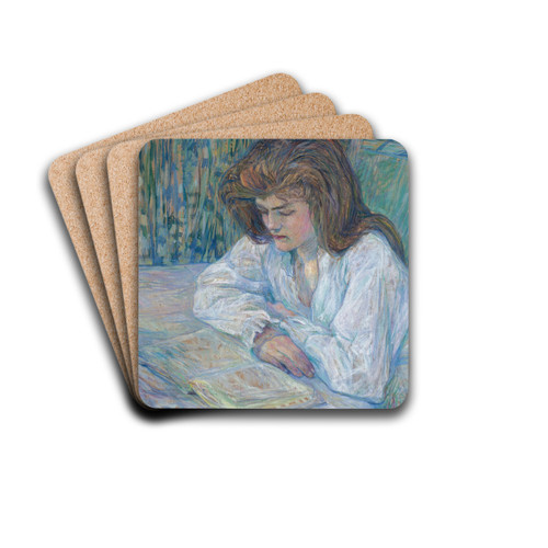 La Liseuse by Henri de Toulouse-Lautrec Drink Coasters - set of 4 La Liseuse by Henri de Toulouse-Lautrec Drink Coasters - set of 4