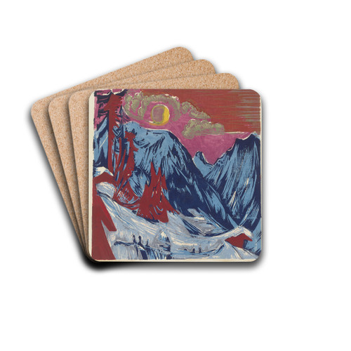 Lngmatte bei Monduntergang by Ernst Ludwig Kirchner Drink Coasters - set of 4