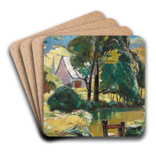 Haus am Teich by August Rieger Art Drink Coaster set