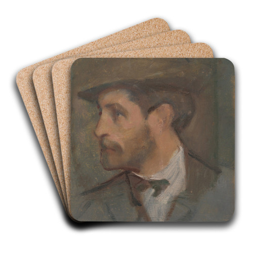Self-Portrait - Small by Milan Thomka Mitrovsk Art Drink Coaster set