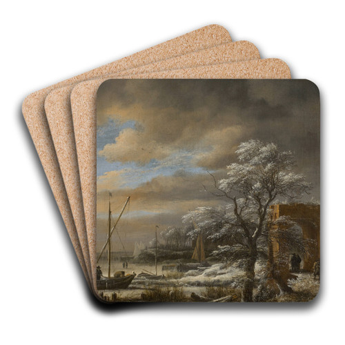 Winter Landscape by Jacob van Ruisdael Art Drink Coaster set