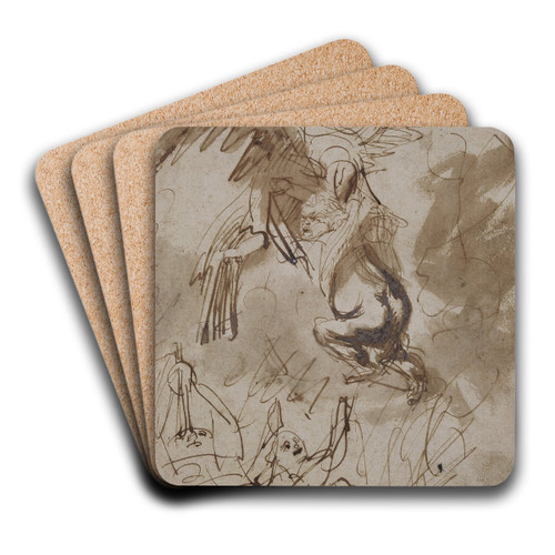 Study for The Abduction of Ganymede by Rembrandt van Rijn Art Drink Coaster set