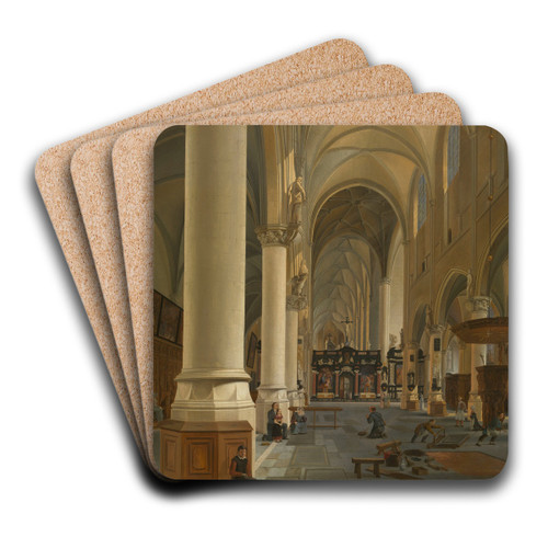 Interior of St. Paul's Church in Antwerp by Joseph Chrtien Nicoli Art Drink Coaster set
