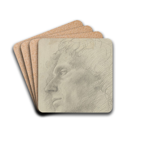 Head of a Man Facing Left II by Alphonse Legros Drink Coasters - set of 4