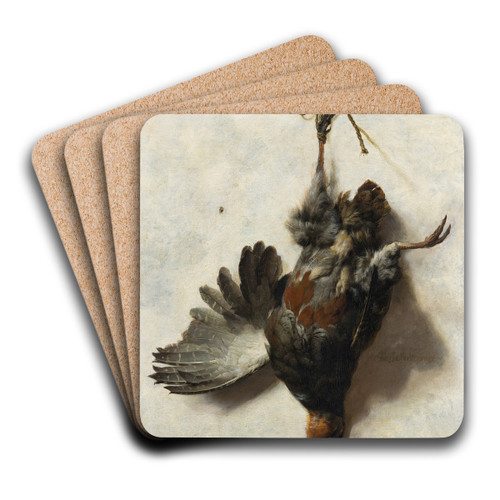 Dead Partridge Hanging from a Nail by Jan Weenix Art Drink Coaster set Dead Partridge Hanging from a Nail by Jan Weenix Art Drink Coaster set