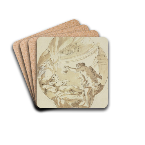 Cupid and Psyche by Gaspare Diziani Drink Coasters - set of 4