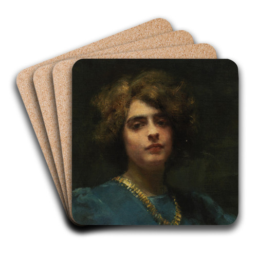 The Necklace by Alice Pike Barney Art Drink Coaster set