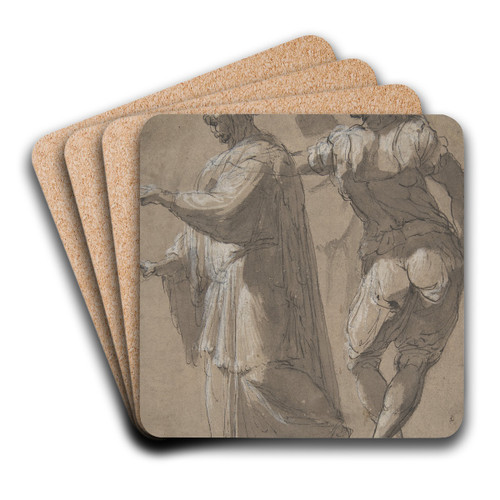 Two Standing Male Figures by Perino Del Vaga Art Drink Coaster set