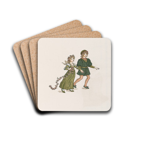 The Pied Piper of Hamelin Pl 29 by Kate Greenaway Drink Coasters - set of 4 The Pied Piper of Hamelin Pl 29 by Kate Greenaway Drink Coasters - set of 4