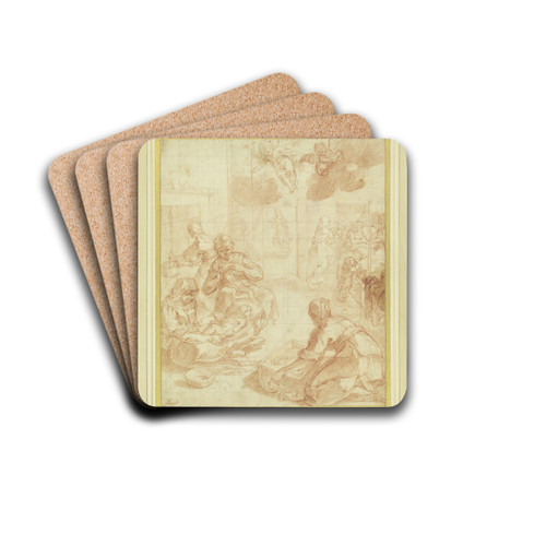 Birth of the Blessed Virgin Mary by Francesco Albani Drink Coasters - set of 4 Birth of the Blessed Virgin Mary by Francesco Albani Drink Coasters - set of 4