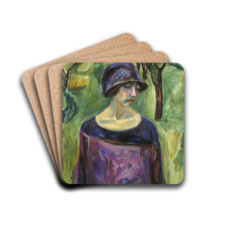 Birgit Preste in the Garden by Edvard Munch Drink Coasters - set of 4