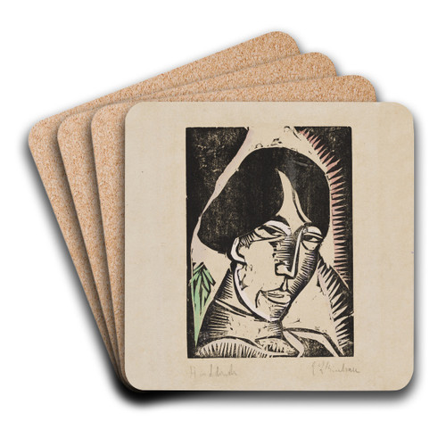 Head of Erna by Ernst Ludwig Kirchner Art Drink Coaster set