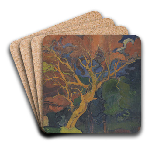 Wood with Crooked Tree by Mogens Ballin Art Drink Coaster set Wood with Crooked Tree by Mogens Ballin Art Drink Coaster set