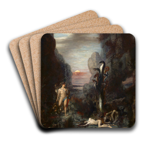 Hercules and The Lernaean Hydra by Gustave Moreau Art Drink Coaster set
