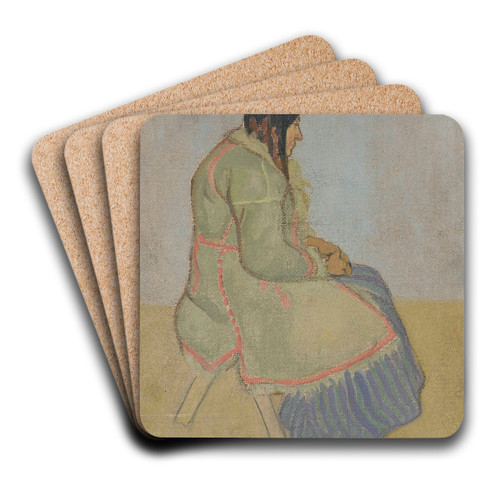 Portrait of an old village woman by Jan Rembowski Art Drink Coaster set