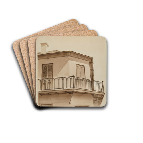 Wrought Iron Balcony Rail by Al Curry Drink Coasters - set of 4 Wrought Iron Balcony Rail by Al Curry Drink Coasters - set of 4
