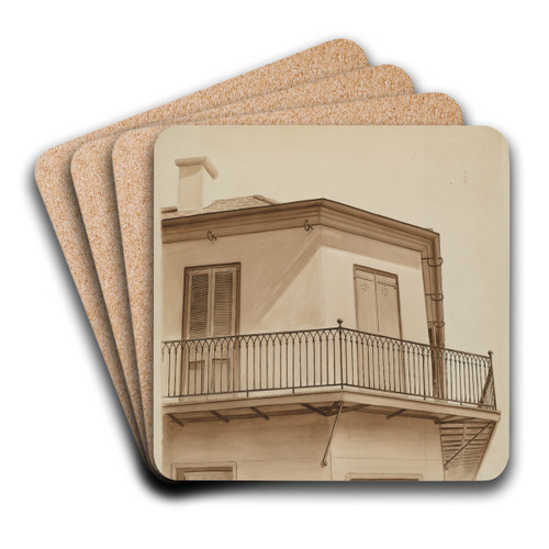 Wrought Iron Balcony Rail by Al Curry Art Drink Coaster set Wrought Iron Balcony Rail by Al Curry Art Drink Coaster set