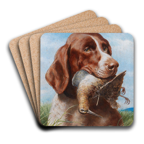 Gundog With Snipe by Carl Reichert Art Drink Coaster set