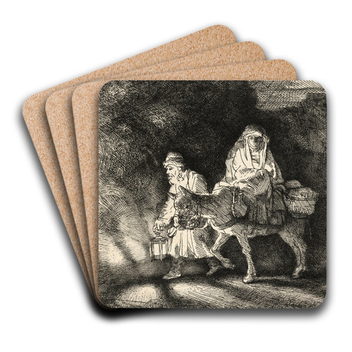 The Flight into Egypt: a Night Piece by Rembrandt van Rijn Art Drink Coaster set