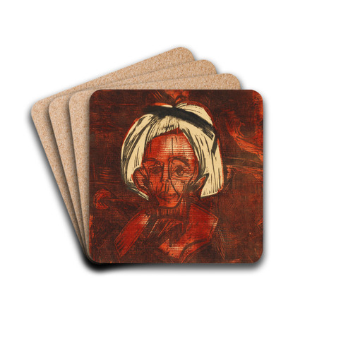 Gelbhaariges Mdchen by Ernst Ludwig Kirchner Drink Coasters - set of 4