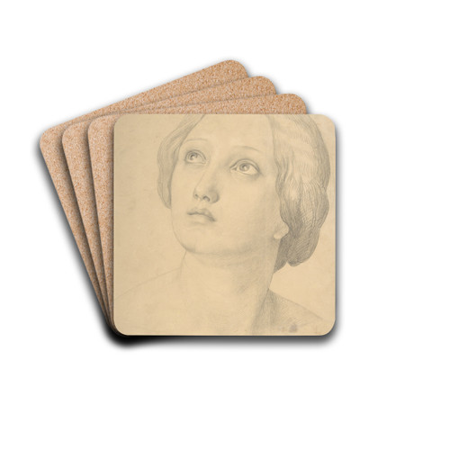 Head of a Woman Looking Up by Friedrich Wilhelm Schadow Drink Coasters - set of 4