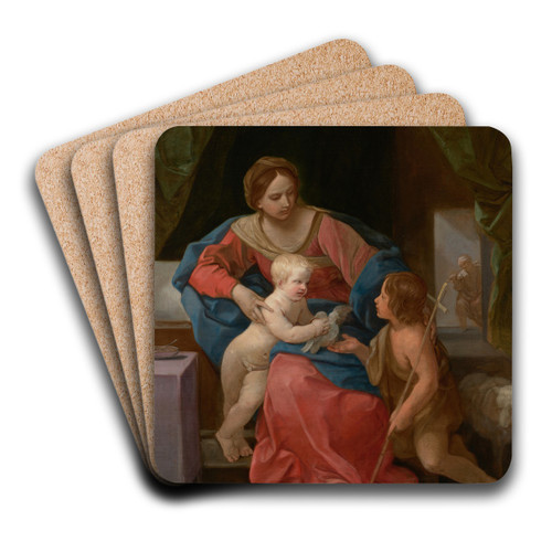Virgin and Child with Saint John the Baptist by Guido Reni Art Drink Coaster set