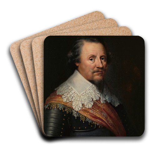 Portrait of Ernst Casimir I (1573-1632), Count of Nassau-Dietz by Wybrand de Geest Art Drink Coaster set