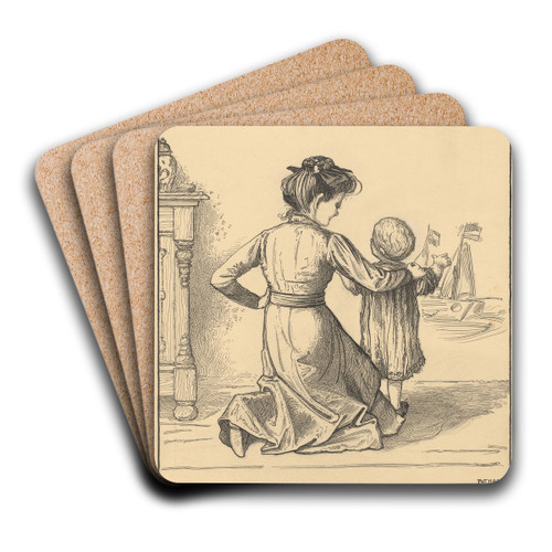 Moeder en kind bij een muur by Willem Pothast Art Drink Coaster set
