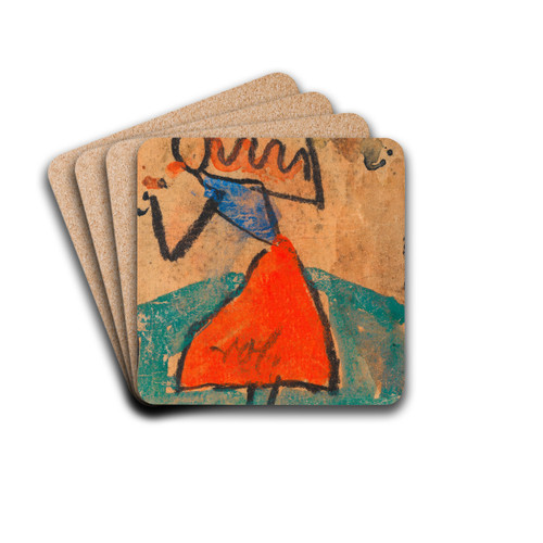 Mdchen mit rotem Rock by Egon Schiele Drink Coasters - set of 4 Mdchen mit rotem Rock by Egon Schiele Drink Coasters - set of 4