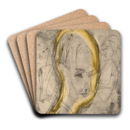 Head of Dr. Bauer by Ernst Ludwig Kirchner Art Drink Coaster set